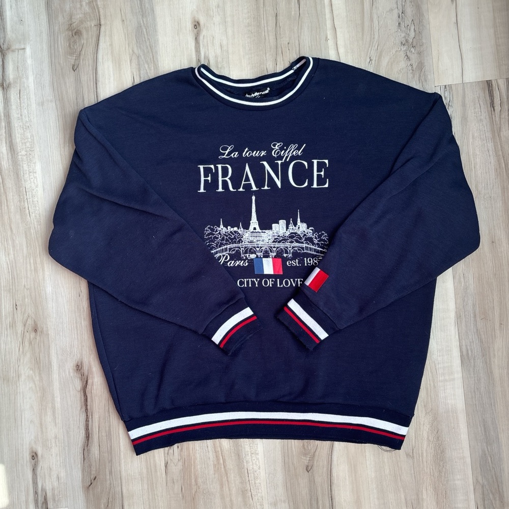Charlotte Russe Navy Sweater with France Design